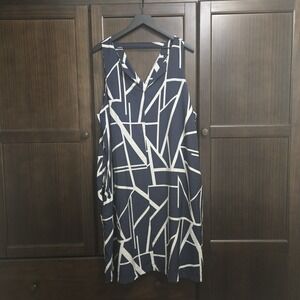 Banana Republic Shift Dress Sleeveless Pockets Tunic Goemetric‎ Navy Size XXL